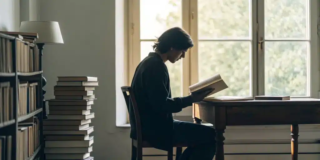 12 Ways to Stop Subvocalization for Good 8 A person reading a book, learning how to stop subvocalization for faster reading.