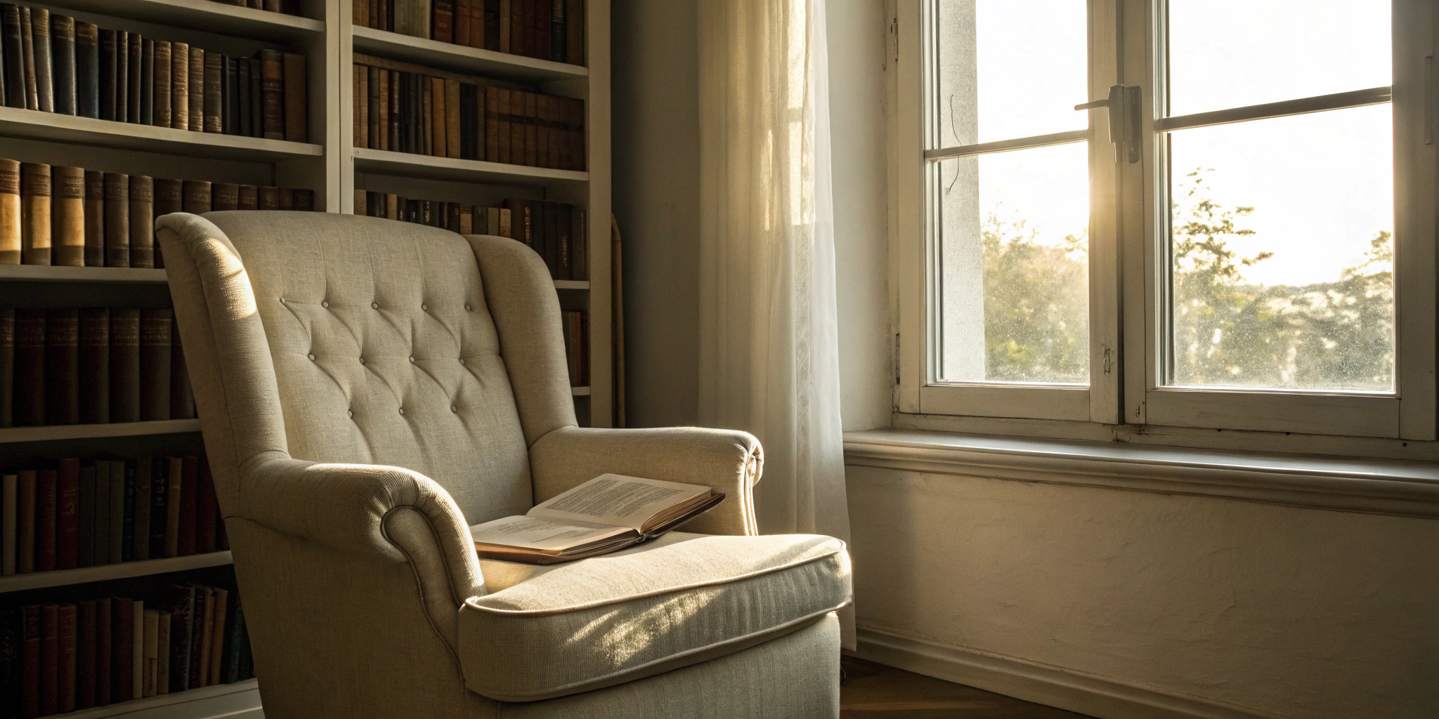 Reading Genius® 3.0 Blog 62 An open book in a cozy armchair, ready to apply guided reading strategies.