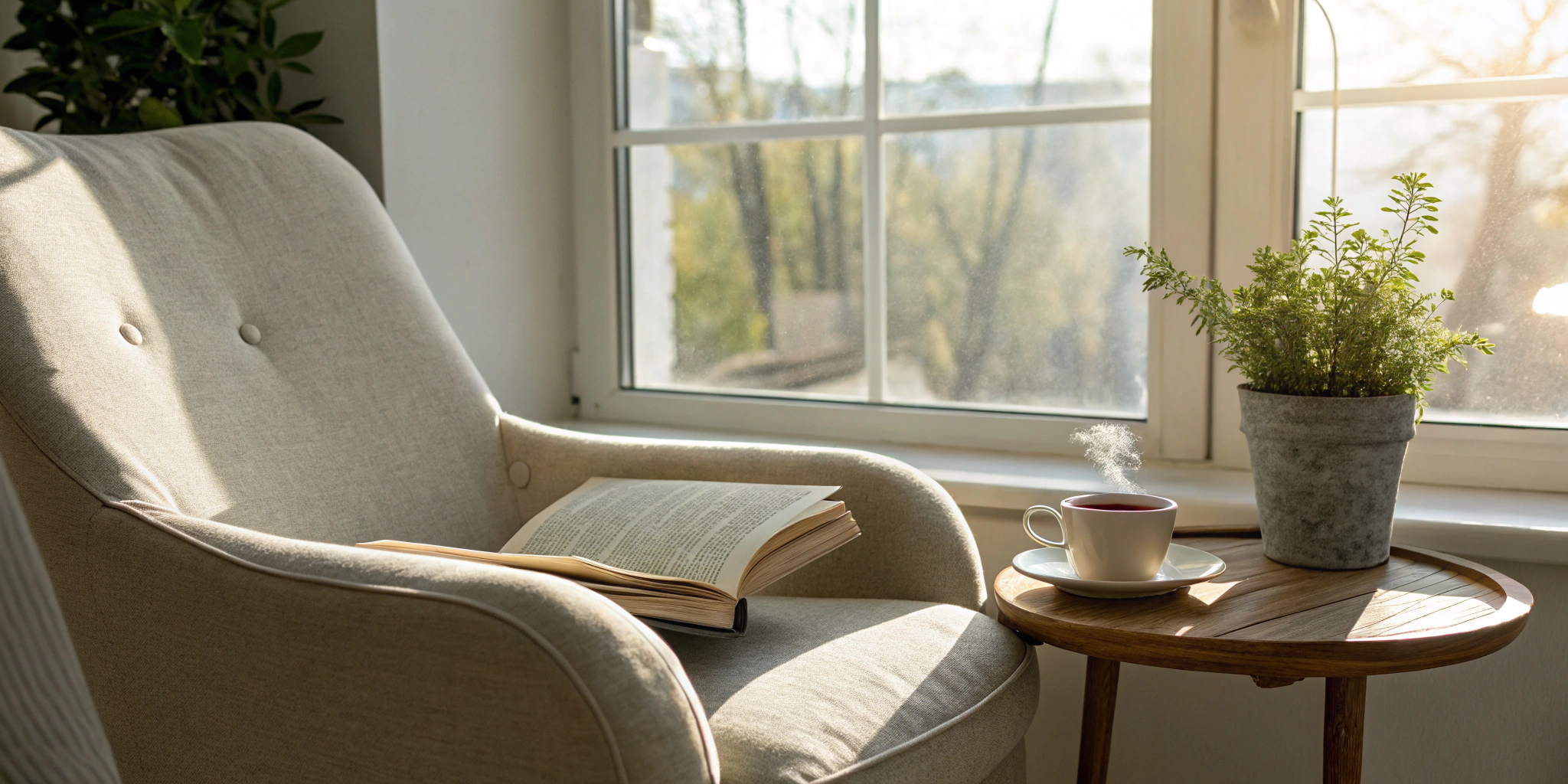 Reading Genius® 3.0 Blog 56 An open book in a cozy spot by a window, a simple way to read without getting bored.