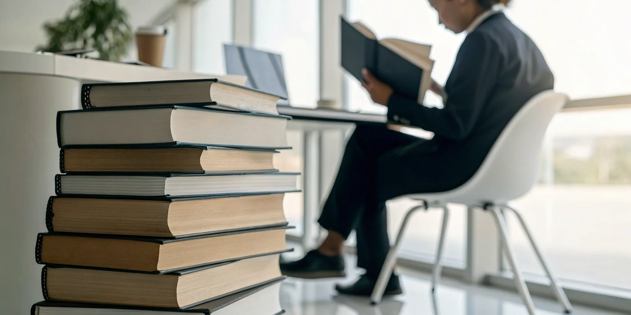 Reading Genius® 3.0 Blog 10 Person at a desk with books taking a course to improve reading concentration.