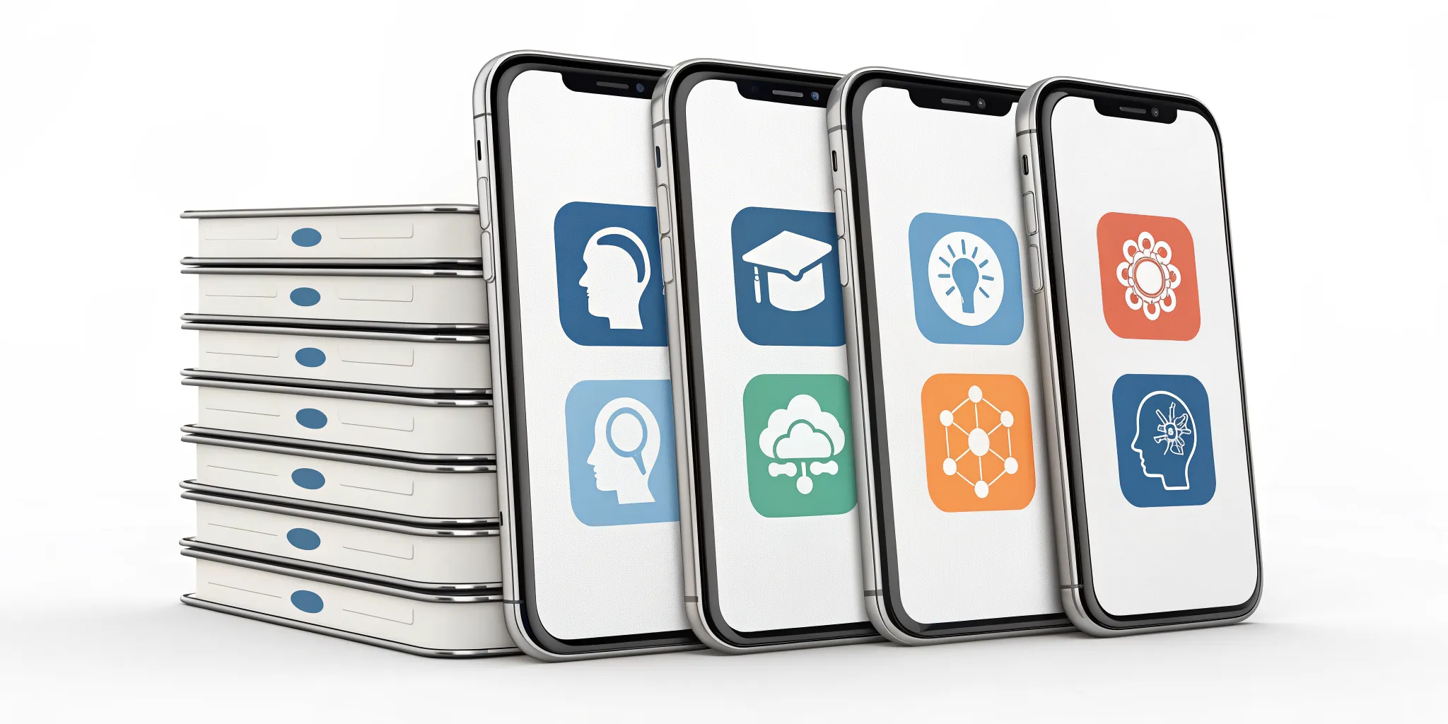 Reading Genius® 3.0 Blog 17 Smartphones displaying the 6 best brain training apps for reading skills.