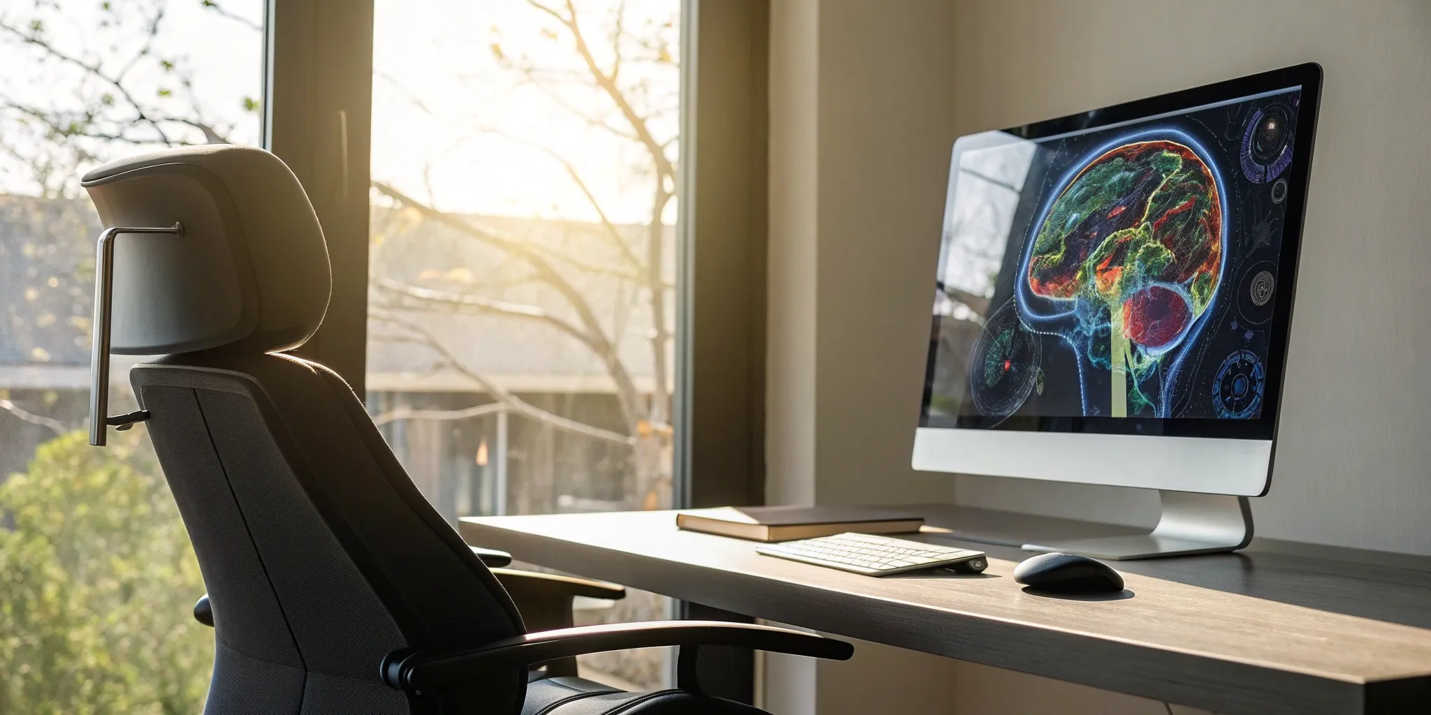 Reading Genius® 3.0 Blog 26 The best brain training software displaying a colorful brain visualization on a monitor.