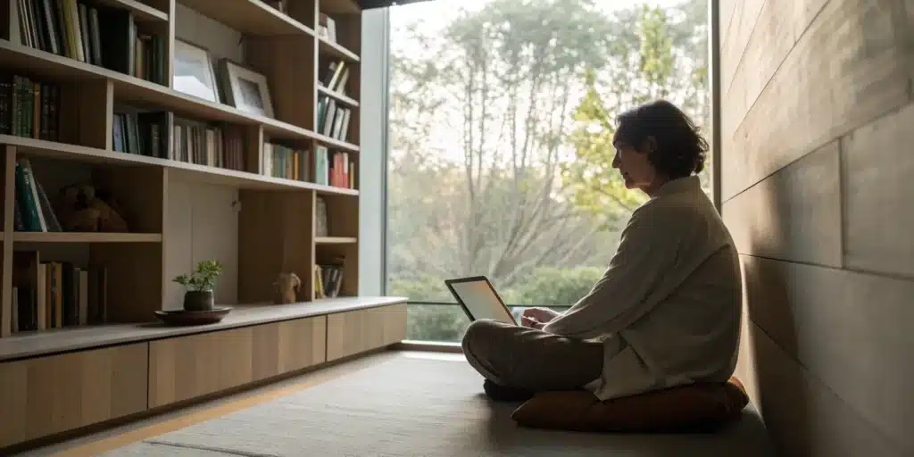 8 Best Courses for Reading, Focus, and Memory 4 A person using a laptop to find the best course for improving reading, focus, and memory.