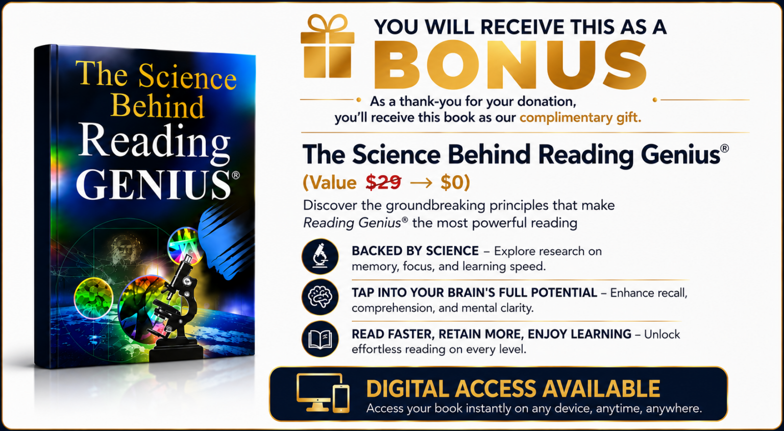 Bonus you will receive when you register for the Reading Genius webinar